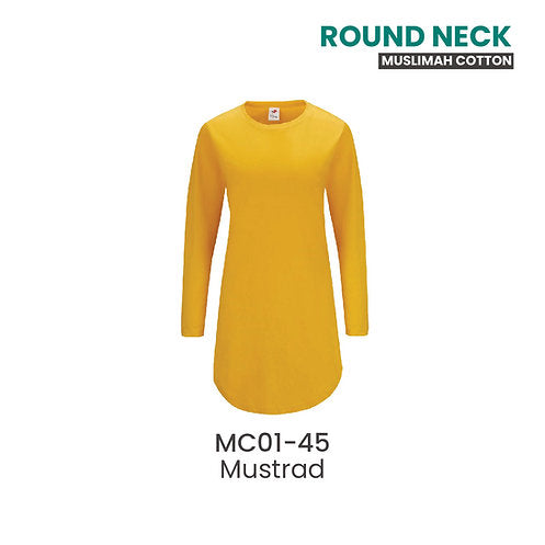 Round Neck Muslimah Cotton 180 GSM